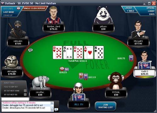 Full Tilt Poker Table screenshot
