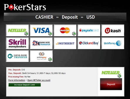 Pokerstars Deposit Options